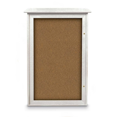 United Visual Products Indoor Enclosed Combo Board, 72"x36", Satin Frame/White Porc & Forbo UVCB7236-WHTPORC-FORBO